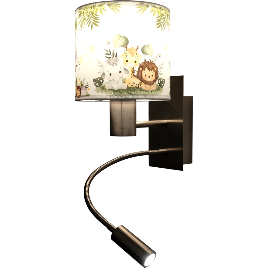 Brilagi - LED dziecięcy giętki kinkiet BOBO 1xE27/25W/230V + LED/3W matowy chrom/biały/zielony/dżungla