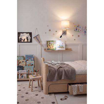 Brilagi - giętna lampa ścienna LED BOBO 1xE27/25W/230V + LED/3W matowy chrom/beżowy/kropki