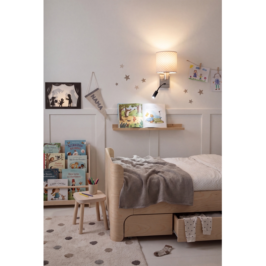 Brilagi - giętna lampa ścienna LED BOBO 1xE27/25W/230V + LED/3W matowy chrom/beżowy/kropki