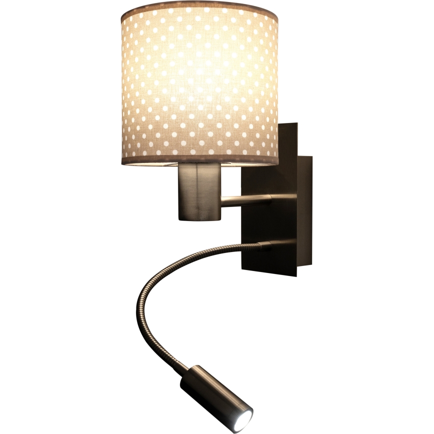 Brilagi - giętna lampa ścienna LED BOBO 1xE27/25W/230V + LED/3W matowy chrom/beżowy/kropki