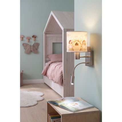 Brilagi - LED kinkiet dziecięcy giętki BOBO 1xE27/25W/230V + LED/3W matowy chrom/biały/różowy/wróżki