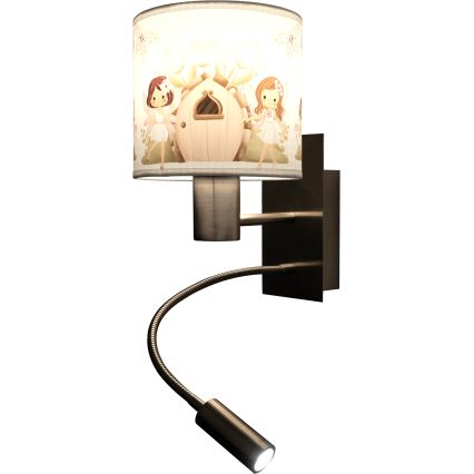 Brilagi - LED kinkiet dziecięcy giętki BOBO 1xE27/25W/230V + LED/3W matowy chrom/biały/różowy/wróżki