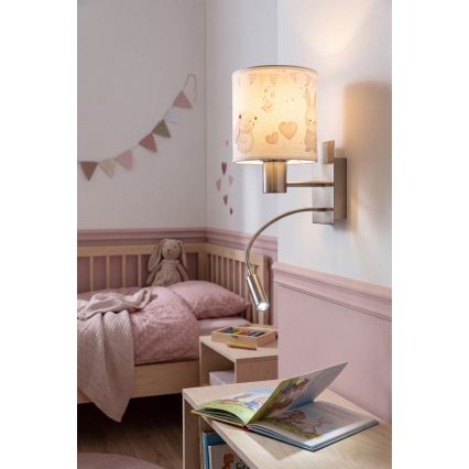 Brilagi - LED Dziecięca elastyczna lampa ścienna BOBO 1xE27/25W/230V + LED/3W matowy chrom/kremowa/króliczki