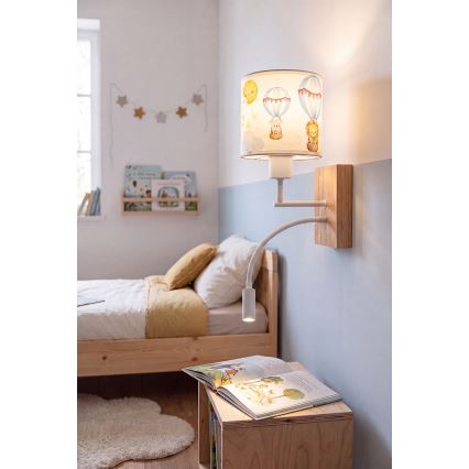 Brilagi - LED dziecięca elastyczna lampa ścienna BOBO WOOD 1xE27/25W/230V + LED/3W dąb/biały/zwierzątka