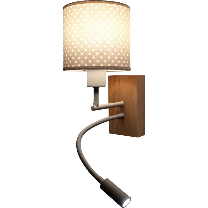 Brilagi - LED Dziecięca giętna lampa ścienna BOBO WOOD 1xE27/25W/230V + LED/3W dąb/biały/beżowy/w kropki