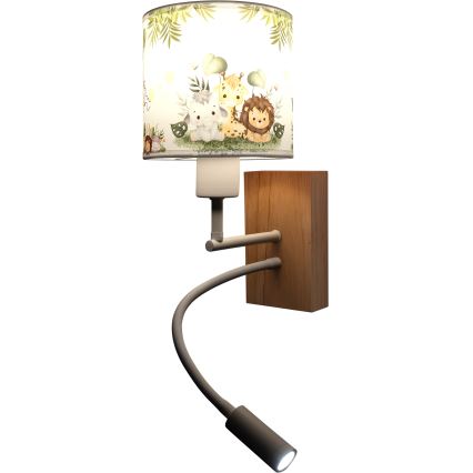 Brilagi - LED dziecięcy giętki kinkiet BOBO WOOD 1xE27/25W/230V + LED/3W dąb/biały/zielony/dżungla