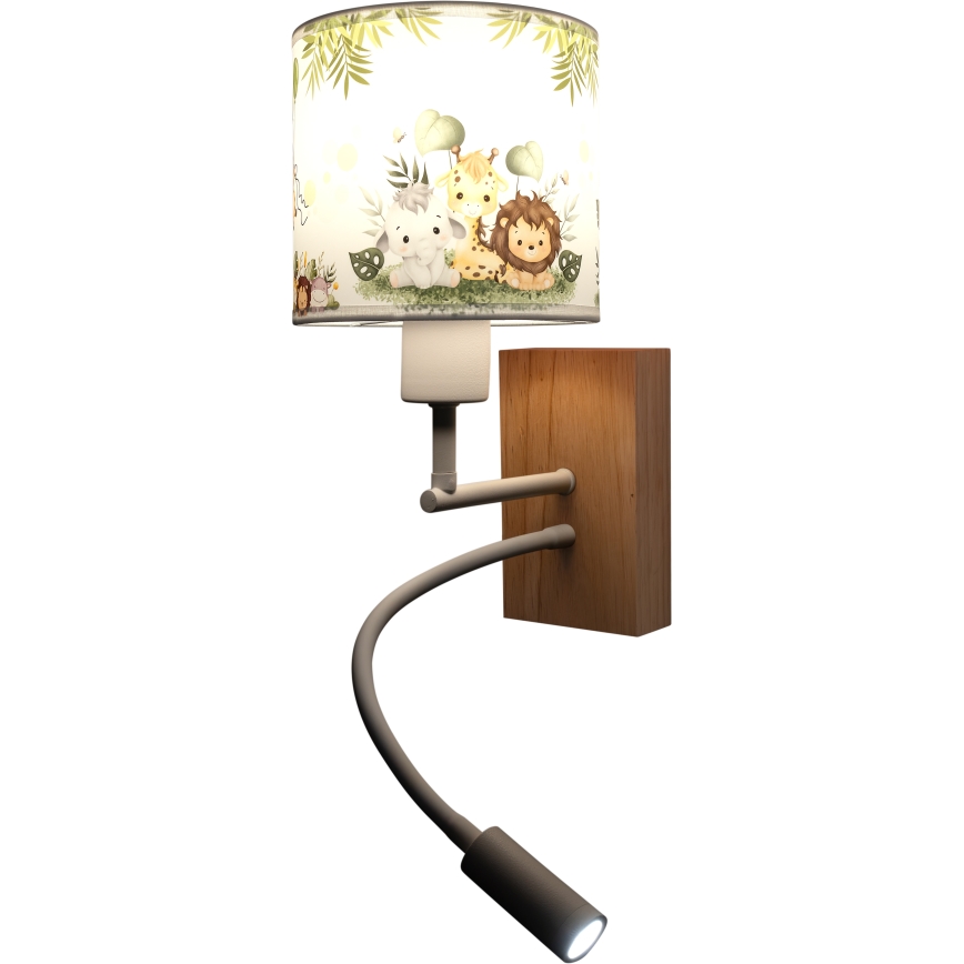 Brilagi - LED dziecięcy giętki kinkiet BOBO WOOD 1xE27/25W/230V + LED/3W dąb/biały/zielony/dżungla