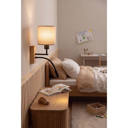 Brilagi - LED dziecięcy regulowany kinkiet BOBO WOOD 1xE27/25W/230V + LED/3W dąb/czarny/beżowy/w kropki
