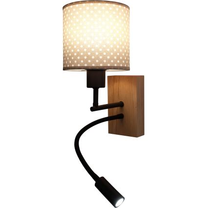 Brilagi - LED dziecięcy regulowany kinkiet BOBO WOOD 1xE27/25W/230V + LED/3W dąb/czarny/beżowy/w kropki