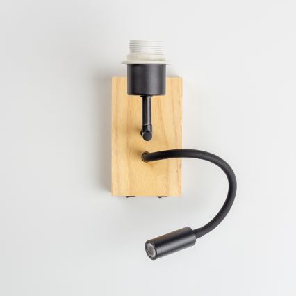 BRILAGI - Elastyczny kinkiet LED BOBO WOOD 1xE27/25W/230V + LED/3W dąb/czarny/różowy
