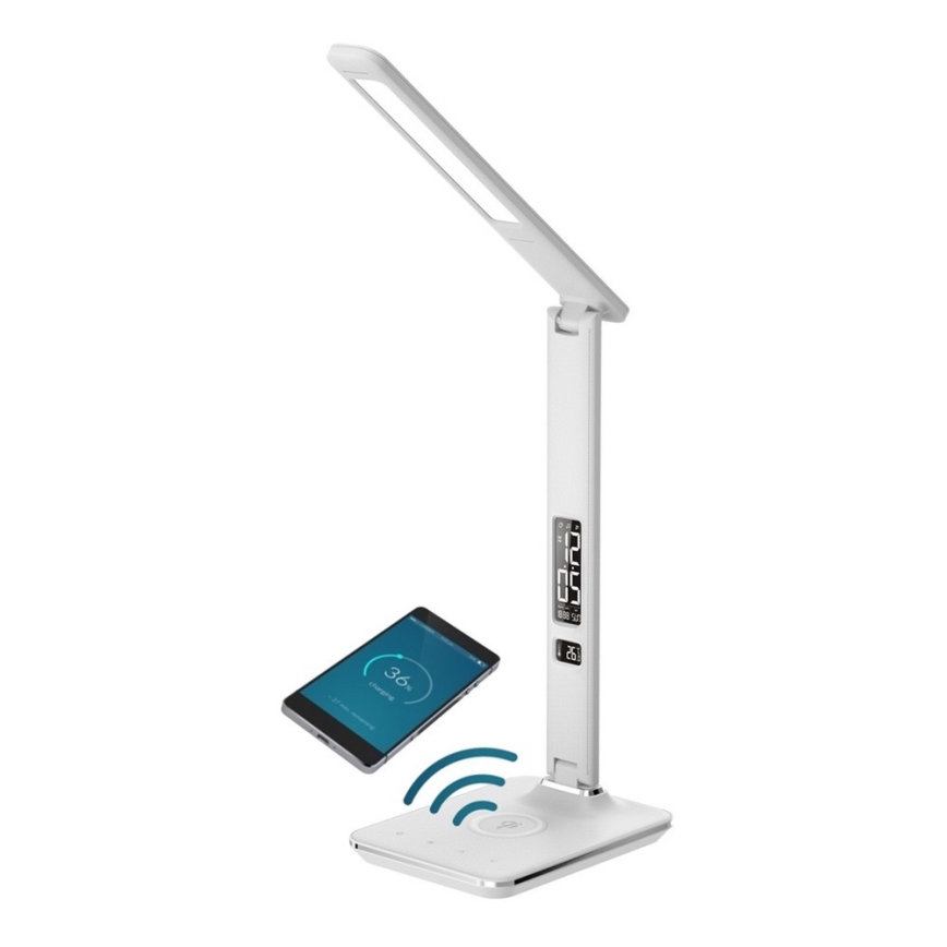 Brilagi - Regulowana lampa stołowa LED z bezprzewodowym ładowaniem QI i USB REGINA LED/8,5W/230V biała