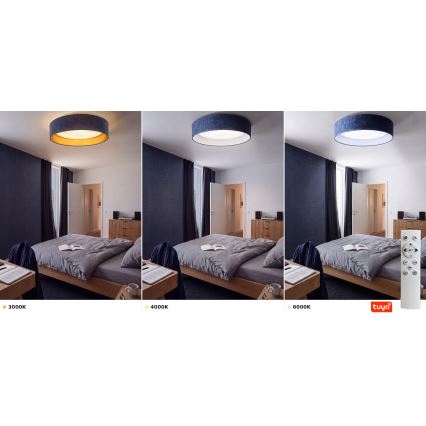 Brilagi - LED ściemnialna oprawa sufitowa VELVET SMARTIX LED/24W/230V 3000-6000K Ø 45 cm niebieska Wi-Fi Tuya Beacon + pilot zdalnego sterowania