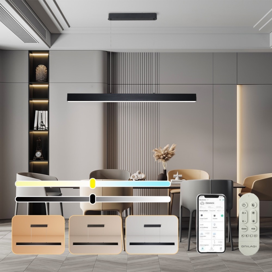 Brilagi - Regulowany żyrandol LED na linkę SLEEKLINE SMART LED/40W/230V 3000-6000K Wi-Fi Tuya czarny + pilot zdalnego sterowania