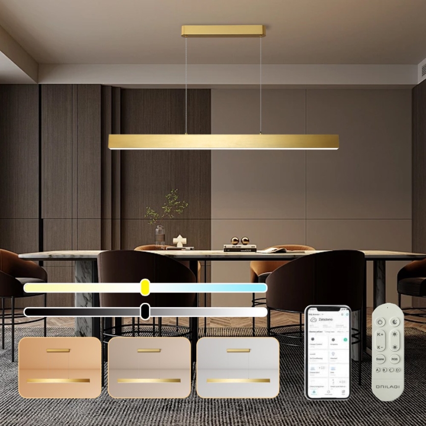 Brilagi - Regulowany żyrandol LED na linkę SLEEKLINE SMART LED/40W/230V 3000-6000K Wi-Fi Tuya złoty + pilot zdalnego sterowania