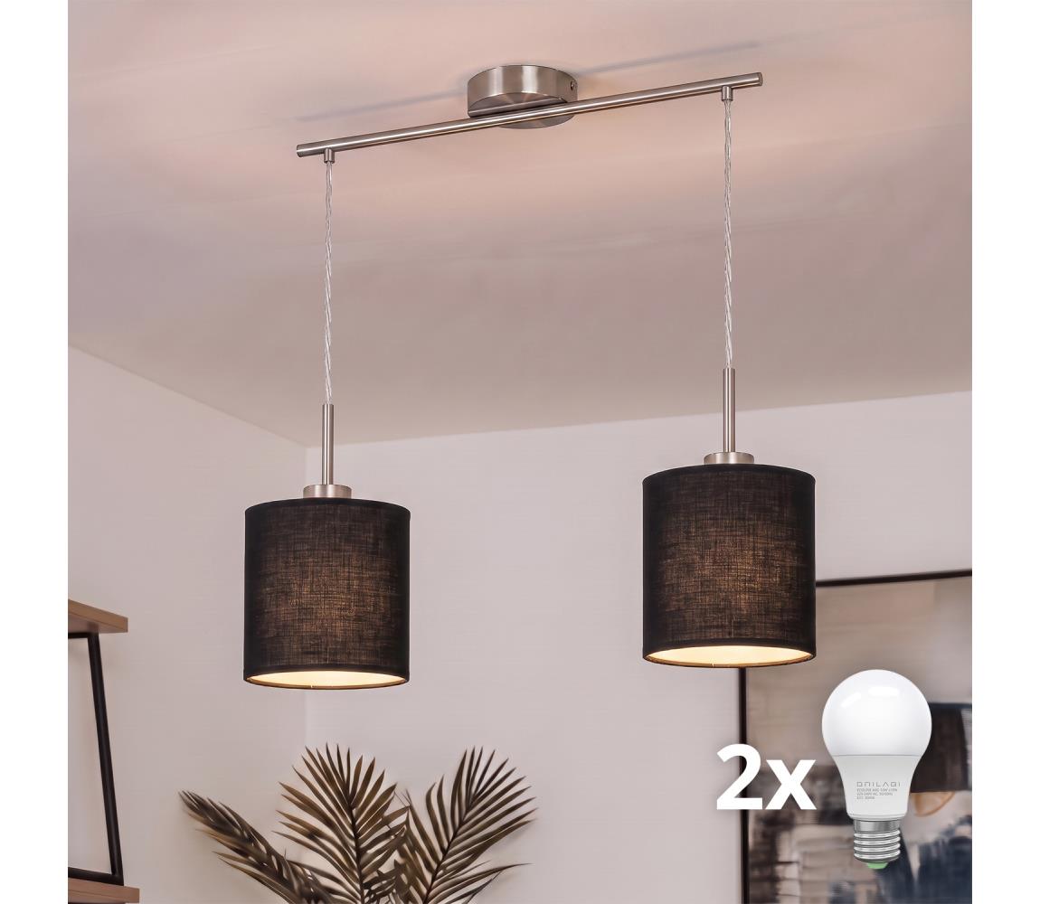 Brilagi - Lampa LED wisząca na lince NUBILA 2xE27/60W/230V czarna