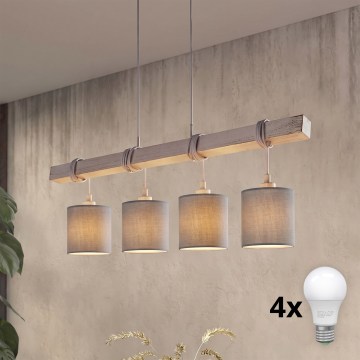 Brilagi - Lampa LED wisząca na lince NUBILA 4xE27/60W/230V szara