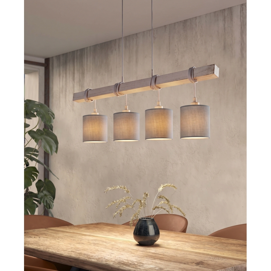 Brilagi - Lampa LED wisząca na lince NUBILA 4xE27/60W/230V szara