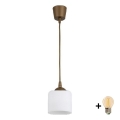 BRILAGI - Lampa LED wisząca na lince RETRO GLASS 1xE27/60W/230V śr. 10 cm brązowo-biała