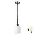 BRILAGI - Lampa LED wisząca na lince RETRO GLASS 1xE27/60W/230V śr. 10 cm czarna/biała