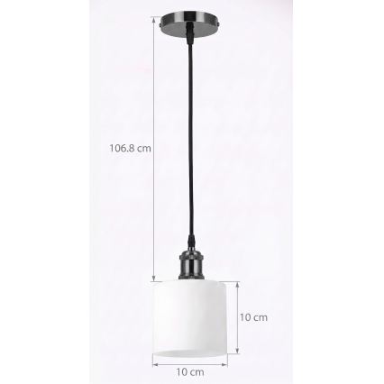 BRILAGI - Lampa LED wisząca na lince RETRO GLASS 1xE27/60W/230V śr. 10 cm czarna/biała