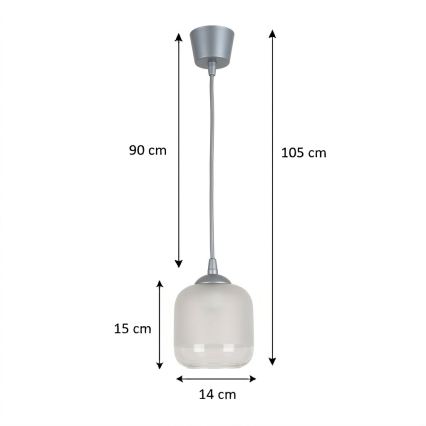 Brilagi - Lampa LED wisząca na lince RETRO GLASS 1xE27/60W/230V Ø 14 cm srebrna/biała