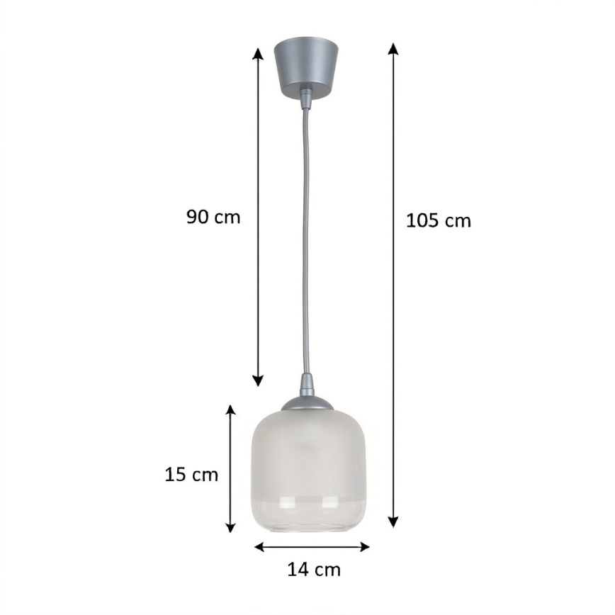 Brilagi - Lampa LED wisząca na lince RETRO GLASS 1xE27/60W/230V Ø 14 cm srebrna/biała