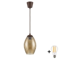 Brilagi - Lampa LED wisząca na lince RETRO GLASS 1xE27/60W/230V Ø 17 cm brązowy/dymny beż