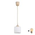 BRILAGI - Lampa LED wisząca na linkę RETRO GLASS 1xE27/60W/230V śr. 10 cm beżowy/biały