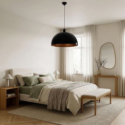 Brilagi - Lampa LED wisząca na przewodzie METALO 1xE27/40W/230V Ø 40 cm czarny/miedziany
