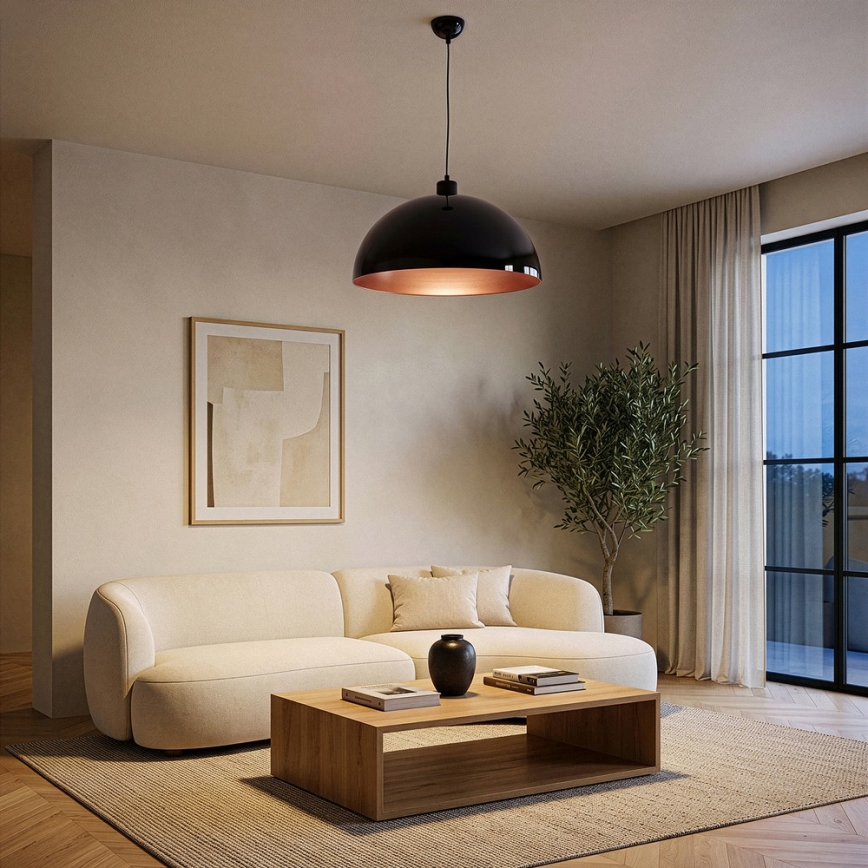 Brilagi - Lampa LED wisząca na przewodzie METALO 1xE27/40W/230V Ø 40 cm czarny/miedziany