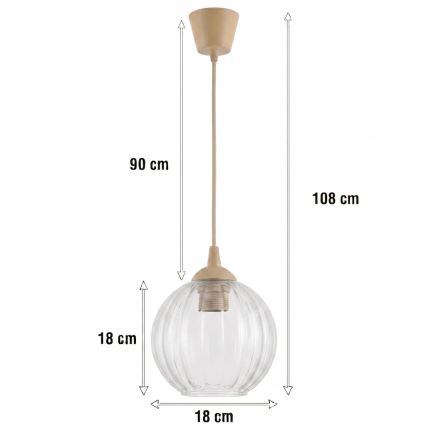 Brilagi - Lampa LED wisząca na przewodzie RETRO GLASS 1xE27/60W/230V Ø 18 cm beżowa/przezroczysta