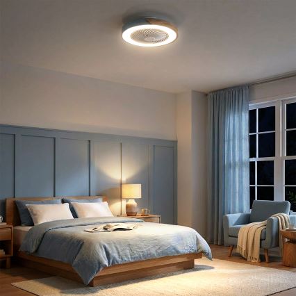 Brilagi - LED ściemnialna lampa sufitowa z wentylatorem LED/38W/230V 3000-6500K Ø 50 cm niebieski/dąb + pilot zdalnego sterowania