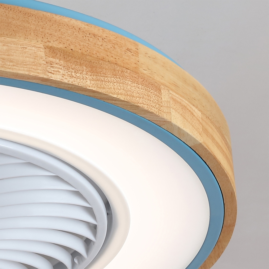 Brilagi - LED ściemnialna lampa sufitowa z wentylatorem LED/38W/230V 3000-6500K Ø 50 cm niebieski/dąb + pilot zdalnego sterowania