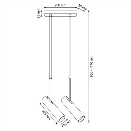 Brilagi - Lampa na pręcie SELE 2xGU10/30W/230V czarna