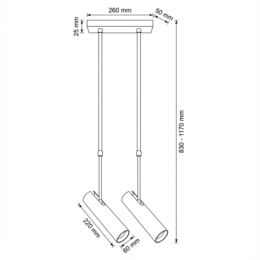 Brilagi - Lampa na pręcie SELE 2xGU10/30W/230V czarna