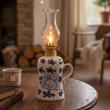 Brilagi - Lampa naftowa MERLIN biała/niebieska