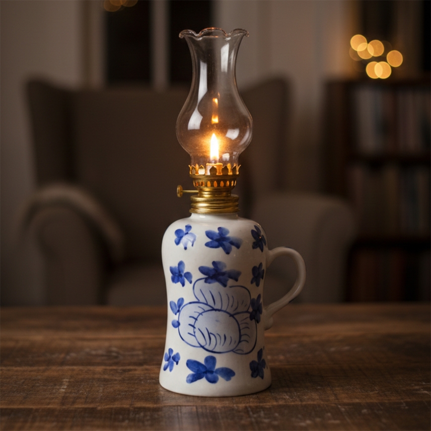 BRILAGI - Lampa naftowa MERLIN biała/niebieska