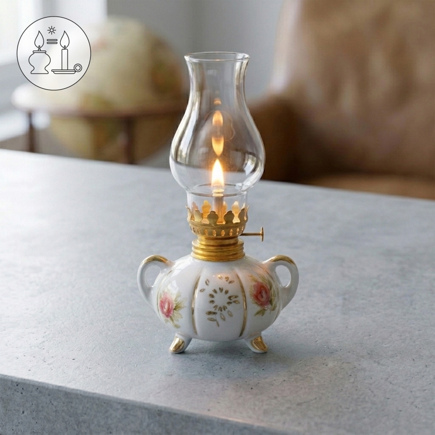 Brilagi - Lampa naftowa MERLIN biała/złota