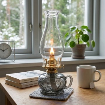 Brilagi - Lampa naftowa MERLIN dymiona/szara