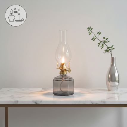 Brilagi - Lampa naftowa MERLIN dymna/szara