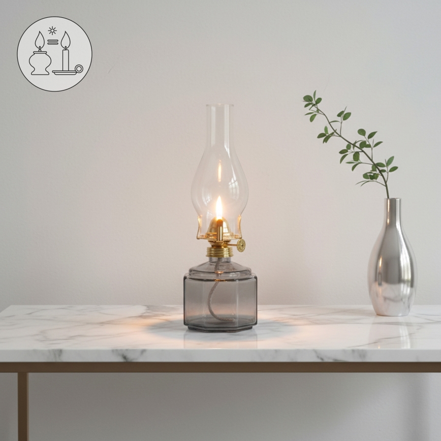 Brilagi - Lampa naftowa MERLIN dymna/szara