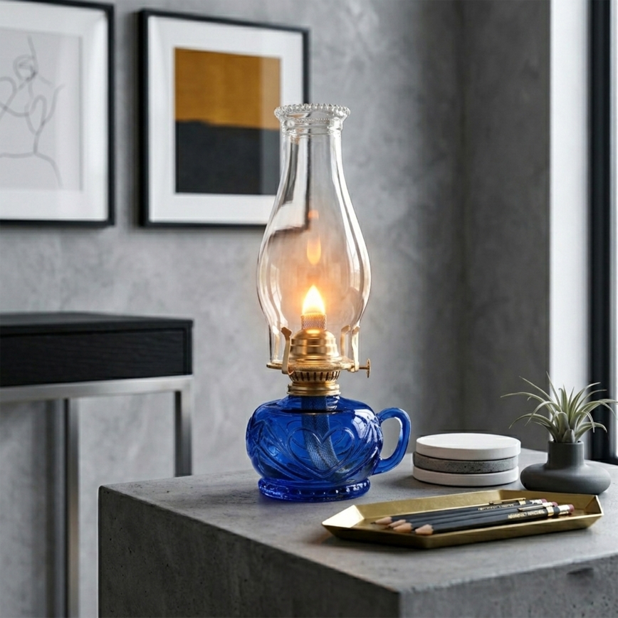BRILAGI - Lampa naftowa MERLIN niebieska