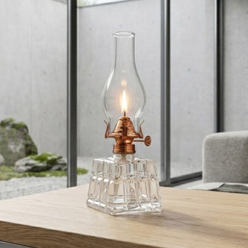 Brilagi - Lampa naftowa MERLIN, przezroczysta/brązowa/patyna
