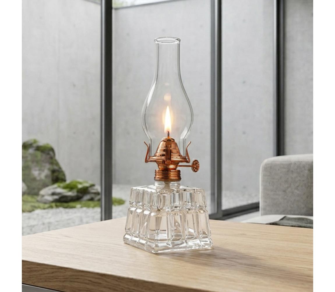 Brilagi - Lampa naftowa MERLIN, przezroczysta/brązowa/patyna