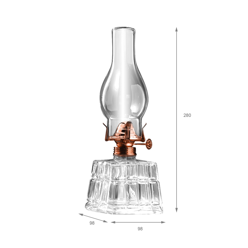 Brilagi - Lampa naftowa MERLIN, przezroczysta/brązowa/patyna