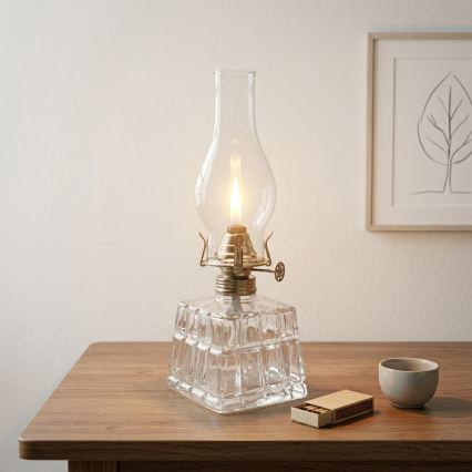 Brilagi - Lampa naftowa MERLIN przezroczysta/złota/patyna