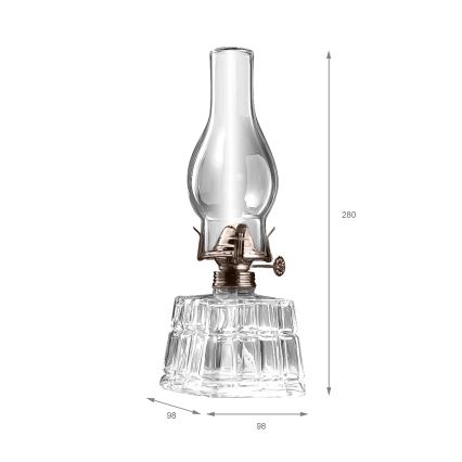 Brilagi - Lampa naftowa MERLIN przezroczysta/złota/patyna