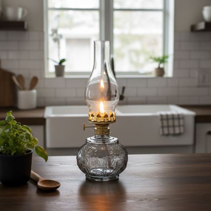 BRILAGI - Lampa naftowa MERLIN przydymiona/szara
