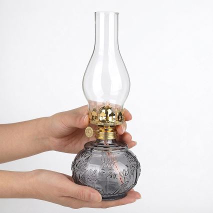 BRILAGI - Lampa naftowa MERLIN przydymiona/szara