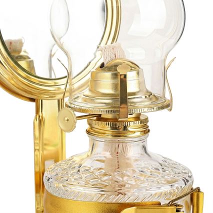 Brilagi - Lampa naftowa MERLIN z lustrem, w kolorze błyszczącego złota